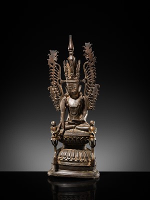 Lot 16 - A BRONZE FIGURE OF JAMBUPATI BUDDHA, SHAN STATES