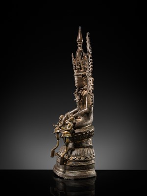 Lot 16 - A BRONZE FIGURE OF JAMBUPATI BUDDHA, SHAN STATES