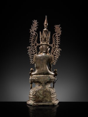 Lot 16 - A BRONZE FIGURE OF JAMBUPATI BUDDHA, SHAN STATES