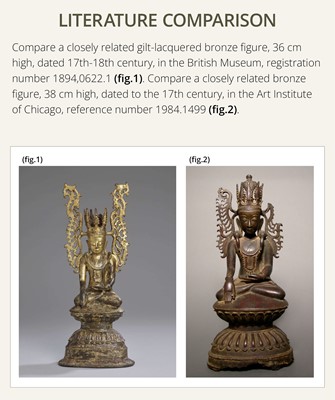 Lot 15 - A GILT-LACQUERED BRONZE FIGURE OF JAMBUPATI BUDDHA, SHAN STATES