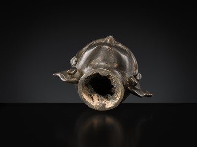 Lot 145 - A SMALL BRONZE HEAD OF CROWNED JAMBHUPATI BUDDHA, ARAKAN STYLE, 18TH-19TH CENTURY OR EARLIER