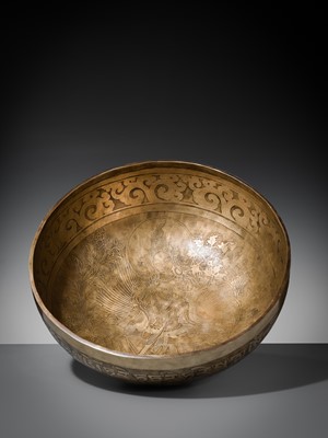 Lot 44 - A LARGE BRONZE ‘GREEN TARA’ SINGING BOWL