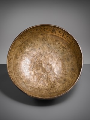 Lot 44 - A LARGE BRONZE ‘GREEN TARA’ SINGING BOWL