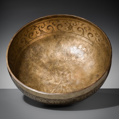 Lot 44 - A LARGE BRONZE ‘GREEN TARA’ SINGING BOWL