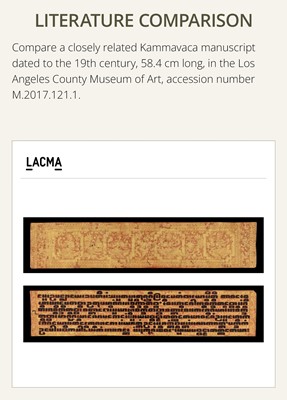 Lot 18 - TWO LARGE GILT AND RED-LACQUERED PALM LEAF AND WOOD KAMMAVACA BOOKS, KONBAUNG DYNASTY