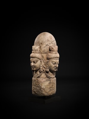 Lot 65 - A WHITE MARBLE CHATURMUKHA LINGAM, 8TH-10TH CENTURY