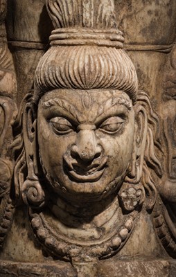 Lot 65 - A WHITE MARBLE CHATURMUKHA LINGAM, 8TH-10TH CENTURY