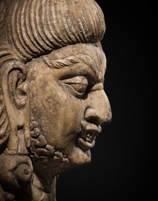 Lot 65 - A WHITE MARBLE CHATURMUKHA LINGAM, 8TH-10TH CENTURY