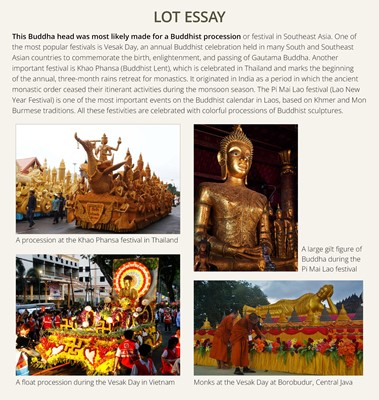 Lot 36 - A LARGE GILT PAPIER-MÂCHÉ PROCESSIONAL HEAD OF BUDDHA, 19TH-20TH CENTURY