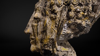 Lot 36 - A LARGE GILT PAPIER-MÂCHÉ PROCESSIONAL HEAD OF BUDDHA, 19TH-20TH CENTURY