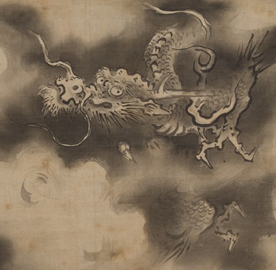 Lot 250 - KANO EISHIN YASUNOBU (1614-1685): DRAGON AMONGST CLOUDS