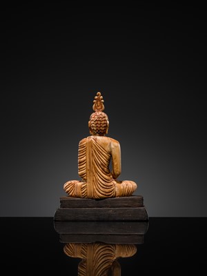 Lot 49 - AN IVORY FIGURE OF BUDDHA SHAKYAMUNI, 18TH-19TH CENTURY