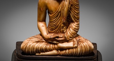 Lot 49 - AN IVORY FIGURE OF BUDDHA SHAKYAMUNI, 18TH-19TH CENTURY