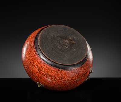 Lot 191 - A BRASS-MOUNTED LACQUERED WOOD BOX, KERALA, 19TH-20TH CENTURY
