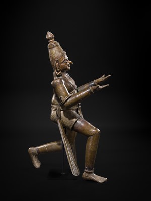 Lot 71 - A FINE AND VERY LARGE (113 CM HIGH) SILVER AND COPPER-INLAID BRONZE FIGURE OF GARUDA, SOUTH INDIA, 17TH-18TH CENTURY