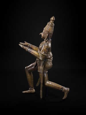 Lot 71 - A FINE AND VERY LARGE (113 CM HIGH) SILVER AND COPPER-INLAID BRONZE FIGURE OF GARUDA, SOUTH INDIA, 17TH-18TH CENTURY