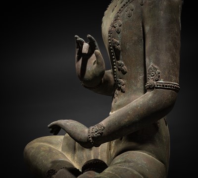 Lot 130 - A LARGE NEPALESE-STYLE BRONZE FIGURE OF A BODHISATTVA