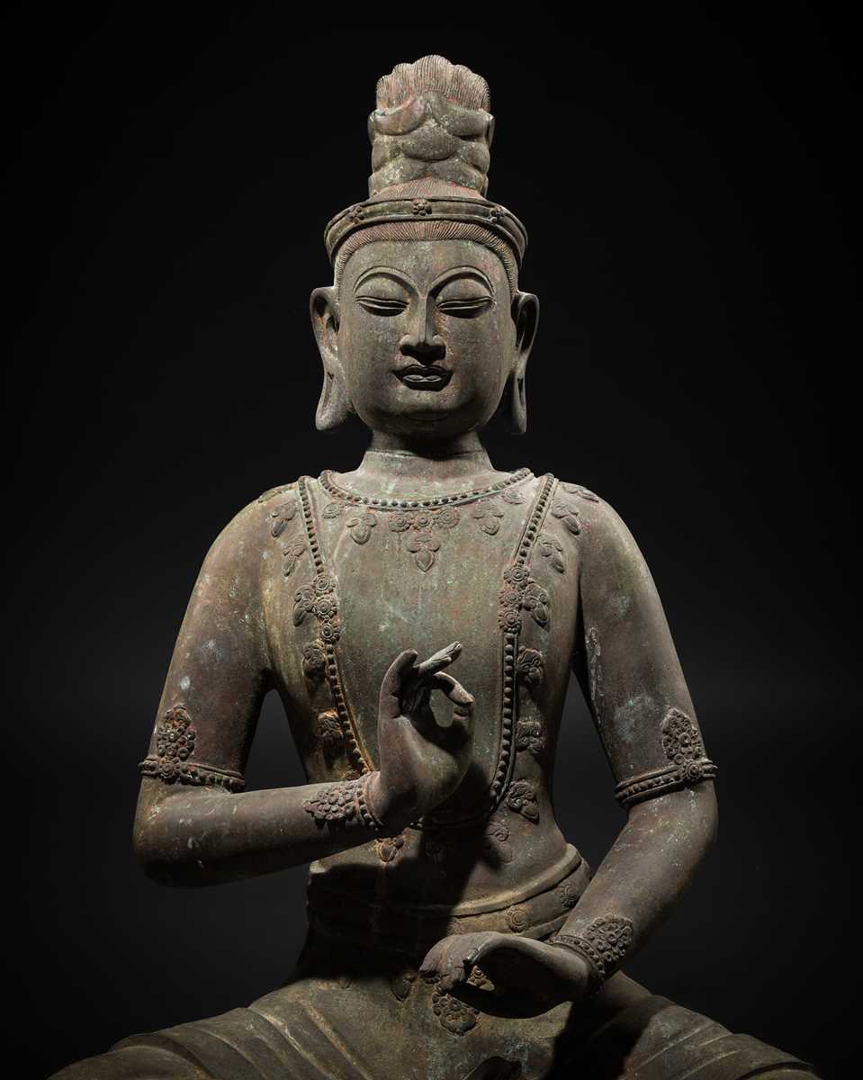 Lot 130 - A LARGE NEPALESE-STYLE BRONZE FIGURE OF A BODHISATTVA