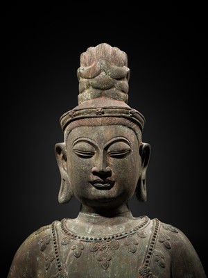 Lot 130 - A LARGE NEPALESE-STYLE BRONZE FIGURE OF A BODHISATTVA