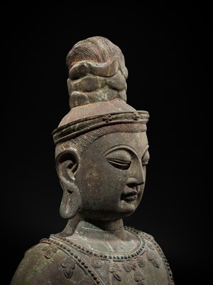 Lot 130 - A LARGE NEPALESE-STYLE BRONZE FIGURE OF A BODHISATTVA