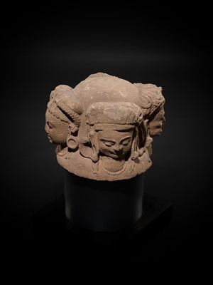 Lot 64 - A SANDSTONE CHATURMUKHA LINGAM, RAJASTHAN, 7TH-8TH CENTURY