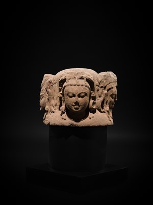 Lot 64 - A SANDSTONE CHATURMUKHA LINGAM, RAJASTHAN, 7TH-8TH CENTURY