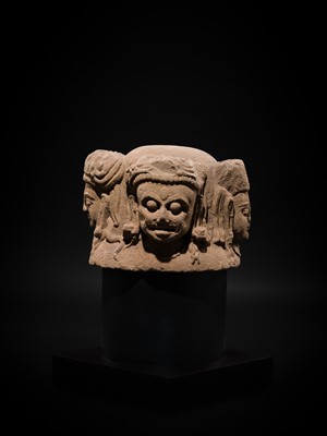 Lot 64 - A SANDSTONE CHATURMUKHA LINGAM, RAJASTHAN, 7TH-8TH CENTURY