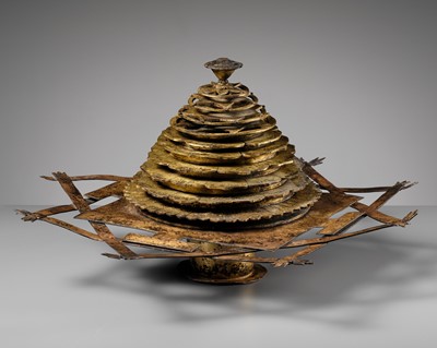 Lot 137 - A LARGE GILT-BRONZE YANTRA, NEPAL, 17TH-18TH CENTURY