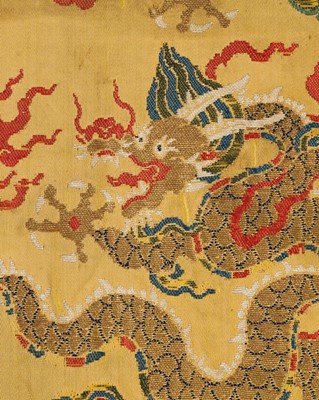 Lot 513 - AN IMPERIAL ‘SIX DRAGONS’ SILK BROCADE FRAGMENT, MING DYNASTY