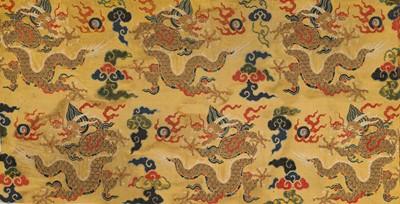 Lot 513 - AN IMPERIAL ‘SIX DRAGONS’ SILK BROCADE FRAGMENT, MING DYNASTY