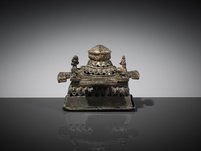 Lot 141 - A BRONZE ‘MOUNT MERU’ SRI YANTRA, NEPAL, 16TH-18TH CENTURY