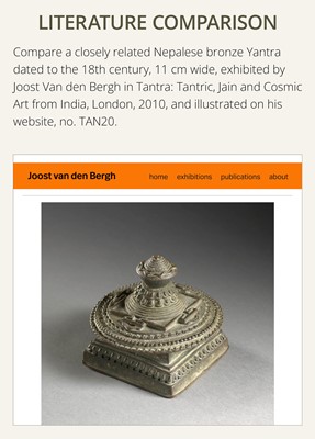 Lot 141 - A BRONZE ‘MOUNT MERU’ SRI YANTRA, NEPAL, 16TH-18TH CENTURY
