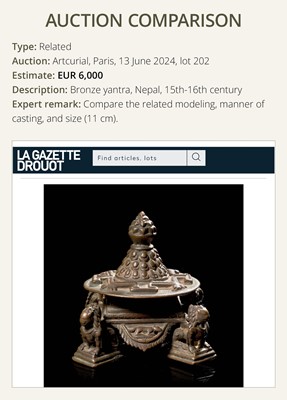 Lot 141 - A BRONZE ‘MOUNT MERU’ SRI YANTRA, NEPAL, 16TH-18TH CENTURY