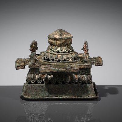 Lot 141 - A BRONZE ‘MOUNT MERU’ SRI YANTRA, NEPAL, 16TH-18TH CENTURY