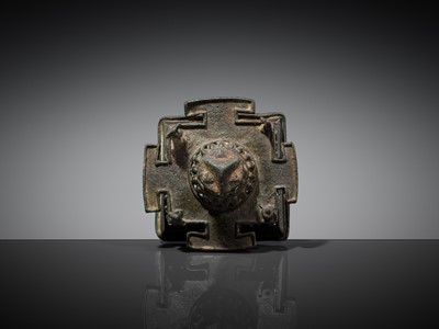 Lot 141 - A BRONZE ‘MOUNT MERU’ SRI YANTRA, NEPAL, 16TH-18TH CENTURY