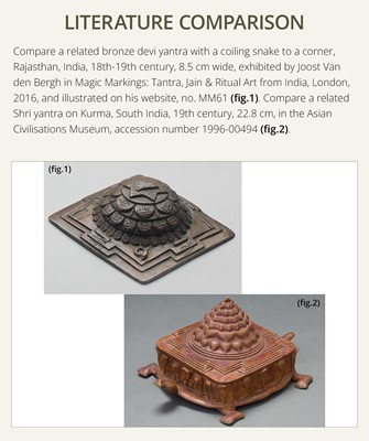 Lot 213 - A BRONZE SRI YANTRA IN THE SHAPE OF MOUNT MERU, 17TH-18TH CENTURY