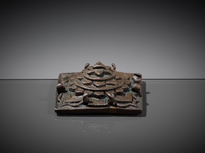Lot 213 - A BRONZE SRI YANTRA IN THE SHAPE OF MOUNT MERU, 17TH-18TH CENTURY