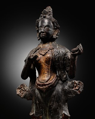 Lot 75 - A LARGE PAINTED CLAY FIGURE OF NAIRATMYA, NEPAL, 16TH-17TH CENTURY