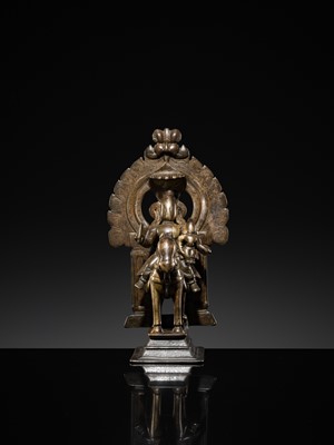 Lot 77 - A BRASS GROUP OF KHANDOBA AND MHALSA, DECCAN, 18TH CENTURY