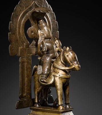 Lot 77 - A BRASS GROUP OF KHANDOBA AND MHALSA, DECCAN, 18TH CENTURY