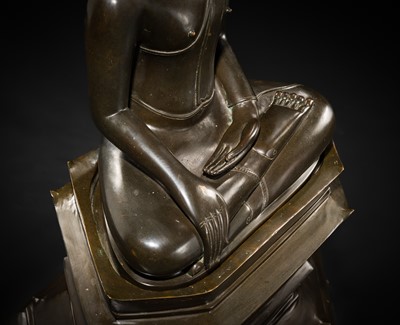 Lot 10 - A VERY LARGE AND IMPORTANT BRONZE FIGURE OF BUDDHA, LAOS, 16TH-17TH CENTURY