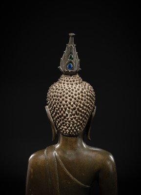 Lot 10 - A VERY LARGE AND IMPORTANT BRONZE FIGURE OF BUDDHA, LAOS, 16TH-17TH CENTURY