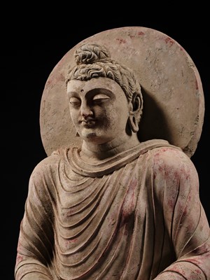 Lot 246 - THE MONUMENTAL AND HIGHLY IMPORTANT ‘KIENZLE’ STUCCO STATUE OF BUDDHA GANDHARA, PROBABLY HADDA, CIRCA 3RD-5TH CENTURY