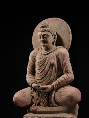 Lot 246 - THE MONUMENTAL AND HIGHLY IMPORTANT ‘KIENZLE’ STUCCO STATUE OF BUDDHA GANDHARA, PROBABLY HADDA, CIRCA 3RD-5TH CENTURY