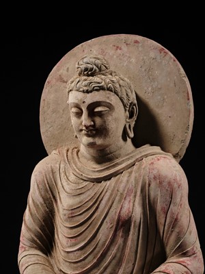 Lot 246 - THE MONUMENTAL AND HIGHLY IMPORTANT ‘KIENZLE’ STUCCO STATUE OF BUDDHA GANDHARA, PROBABLY HADDA, CIRCA 3RD-5TH CENTURY