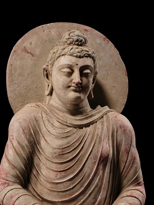 Lot 246 - THE MONUMENTAL AND HIGHLY IMPORTANT ‘KIENZLE’ STUCCO STATUE OF BUDDHA GANDHARA, PROBABLY HADDA, CIRCA 3RD-5TH CENTURY