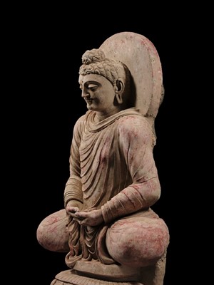 Lot 246 - THE MONUMENTAL AND HIGHLY IMPORTANT ‘KIENZLE’ STUCCO STATUE OF BUDDHA GANDHARA, PROBABLY HADDA, CIRCA 3RD-5TH CENTURY