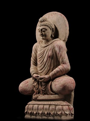Lot 246 - THE MONUMENTAL AND HIGHLY IMPORTANT ‘KIENZLE’ STUCCO STATUE OF BUDDHA GANDHARA, PROBABLY HADDA, CIRCA 3RD-5TH CENTURY