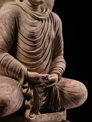 Lot 246 - THE MONUMENTAL AND HIGHLY IMPORTANT ‘KIENZLE’ STUCCO STATUE OF BUDDHA GANDHARA, PROBABLY HADDA, CIRCA 3RD-5TH CENTURY