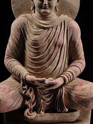 Lot 246 - THE MONUMENTAL AND HIGHLY IMPORTANT ‘KIENZLE’ STUCCO STATUE OF BUDDHA GANDHARA, PROBABLY HADDA, CIRCA 3RD-5TH CENTURY